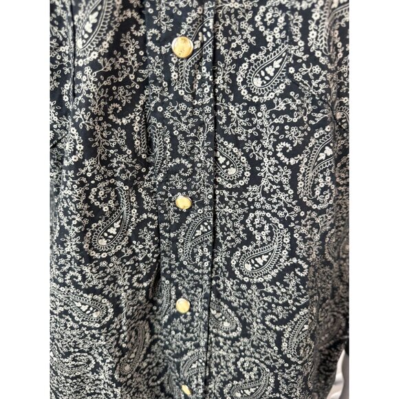 Cowboy Hardware Mens Paisley Long Sleeve Button-Up Shirt M Black White 100% Cott - Picture 15 of 16